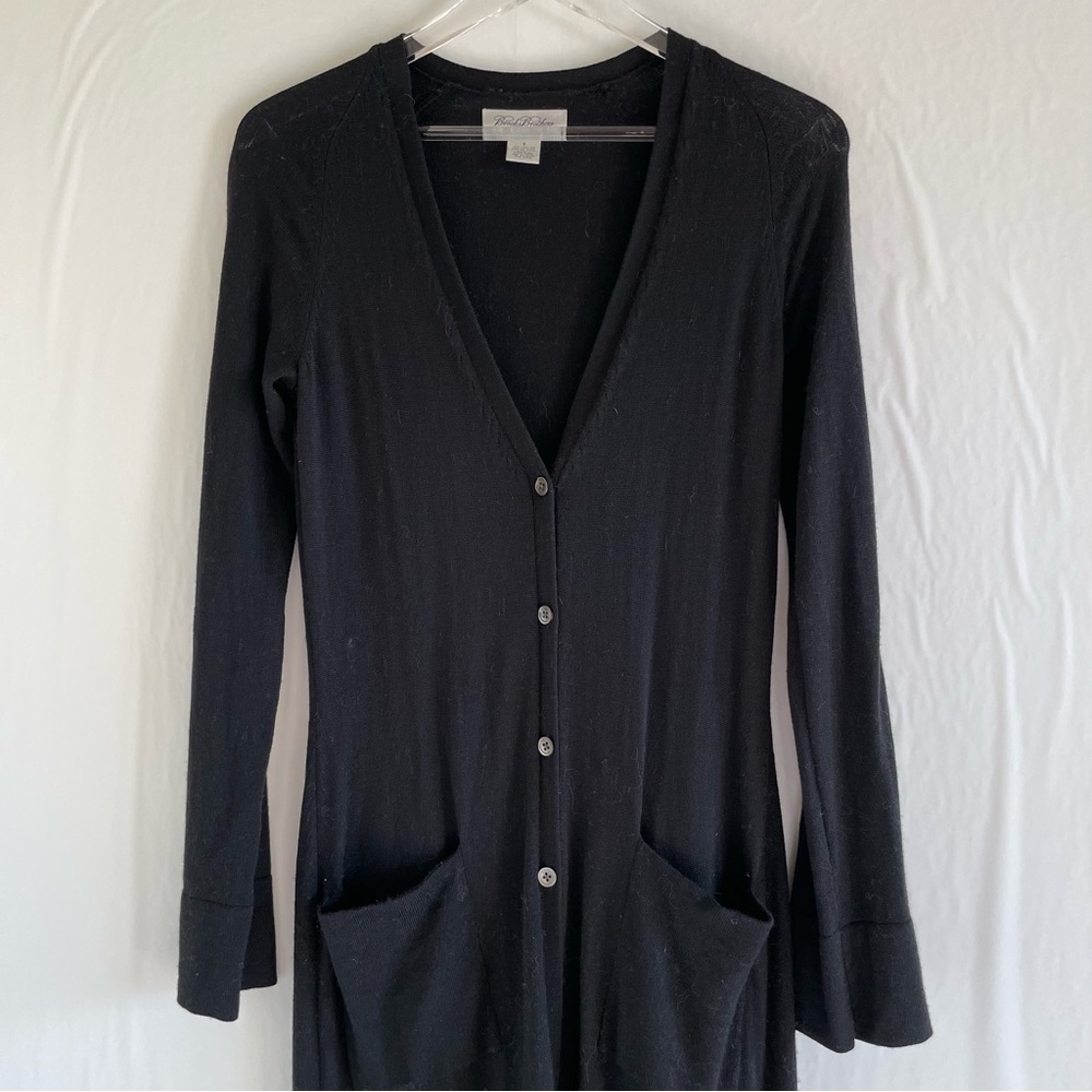 Brooks Brothers Black Extra Merino Knit Maxi Duster Size S
